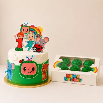 CoComelon Theme Cake (1 KG ) with 6 Cupcakes