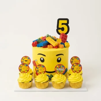 Building Blocks Birthday Cake with 6 Cupcakes in Abu Dhabi