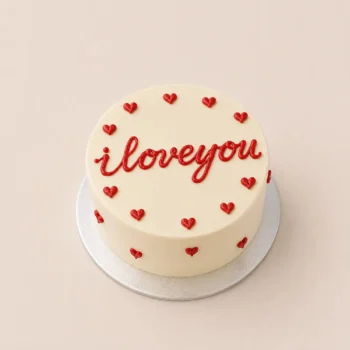 I love You Theme Bento Cake | Red and White Color Combo | 400g