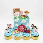 Farmyard Birthday Cake with 6 Cupcakes in Abu Dhabi