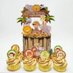 jungle-safari-cake-with-6-cupcakes