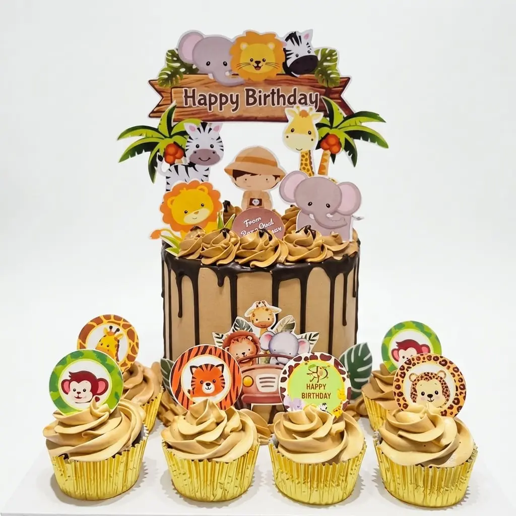 jungle-safari-cake-with-6-cupcakes Jungle Safari Cake with 6 Cupcakes in Abu Dhabi
