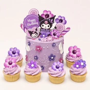 Kuromi Birthday Cake with 6 Cupcakes in Abu Dhabi