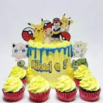 Pokémon-themed birthday cake and cupcake in Abu Dhabi