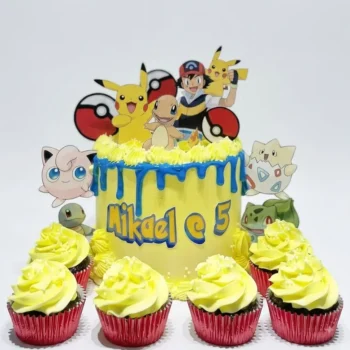 Pokémon-themed birthday cake and cupcake in Abu Dhabi