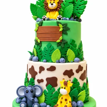 2-Tier Jungle Safari Theme Cake