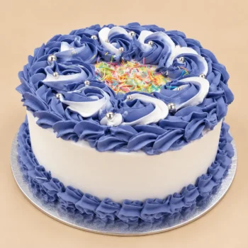 Blue and White Floral Cake in Abu Dhabi