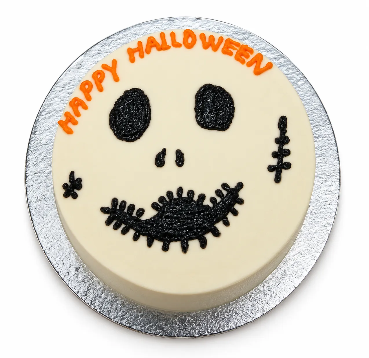 Halloween Skull Cake with “Happy Halloween” Halloween skull cake